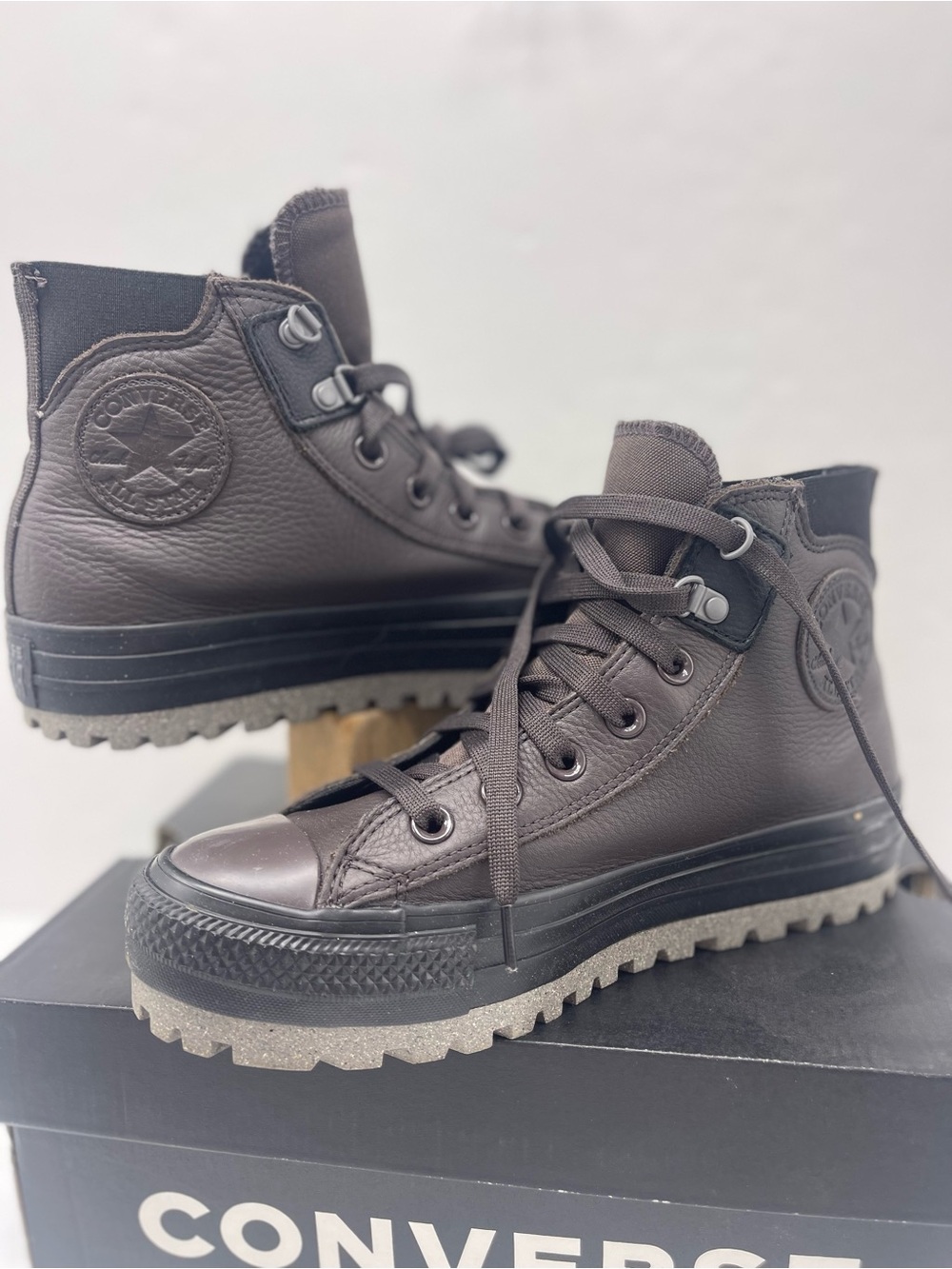 Converse WMNS CTAS CITY TREK WP HI COFFEE NUT/BLACK/SHARKSKIN Boots Cold Weather - Picture 11 of 15